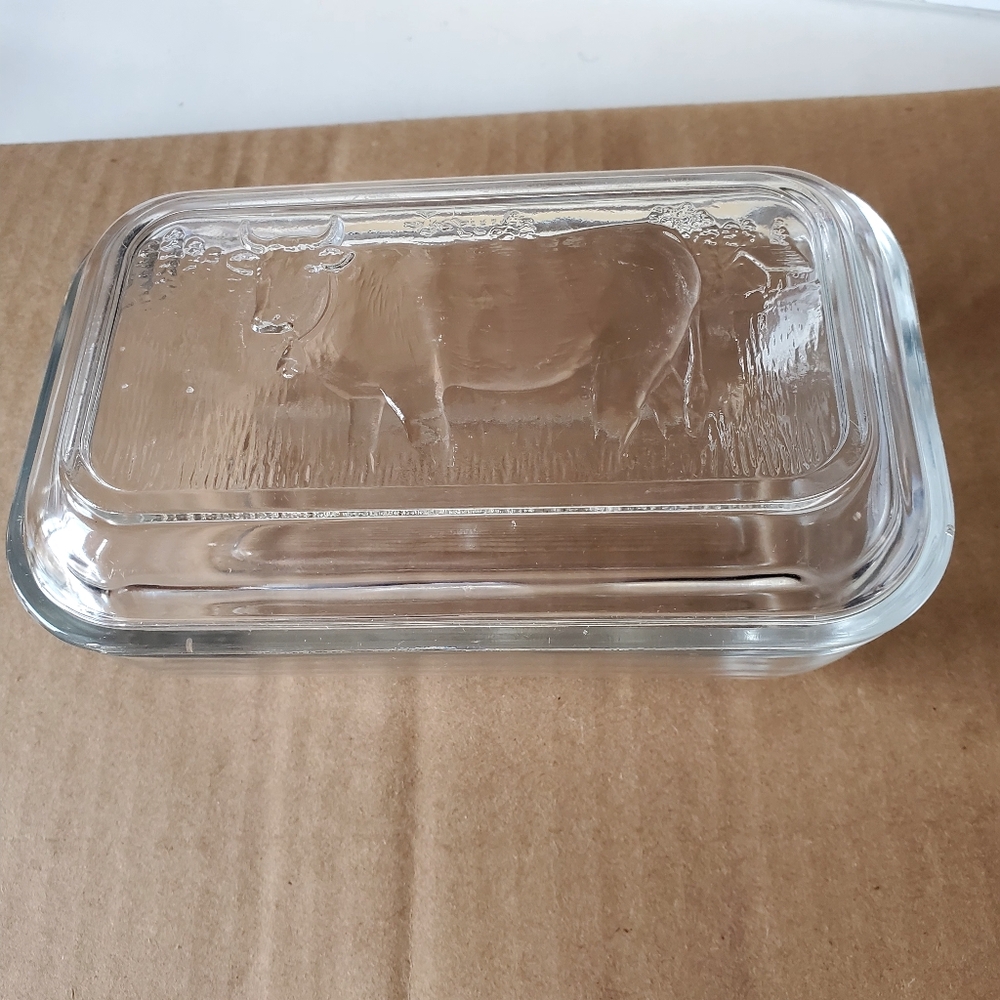 Vintage Arcoroc Clear Glass Butter Dish With Lid